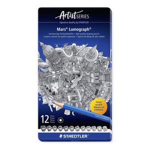 Staedtler Mars Lumograph Sketching Pencils Tin 12 100 G12 S