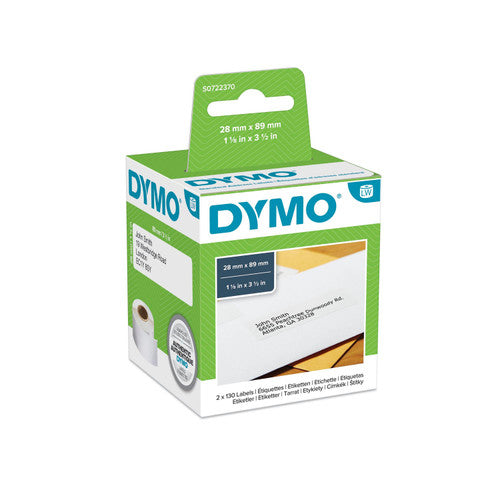 Dymo LabelWriter Standard Address Labels 89 x 28mm Twin Pack 2 Rolls 260 Labels