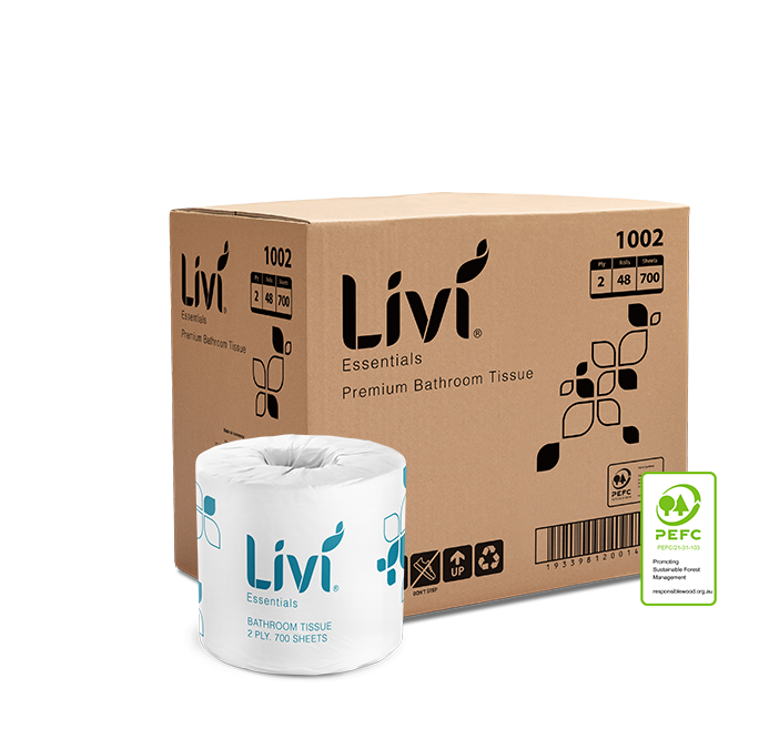 Livi 1002 Essentials Toilet Tissue 2 Ply 700 Sheets Carton 48