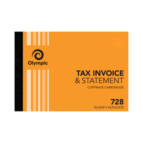 Olympic Invoice and Statement Book 728 Carbonless Duplicate 50 Leaf 210 x 148mm