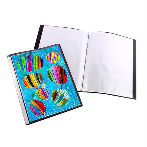 Quill Fixed Insert Display Book PP A2 20 Pockets Black
