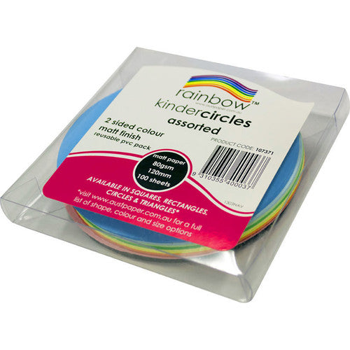 Rainbow Kinder Circles 80gsm Double Sided 120mm Matt Assorted Pack of 100