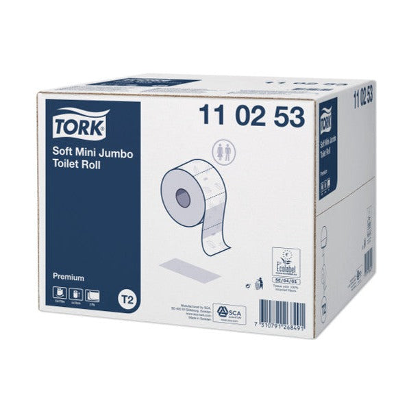 Tork Extra Soft Mini Jumbo Toilet Roll 2 Ply Premium T2 White Carton of 12 Rolls