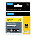 Dymo Rhino Flexible Nylon Label Tape 12mm x 3.5m Black on Yellow