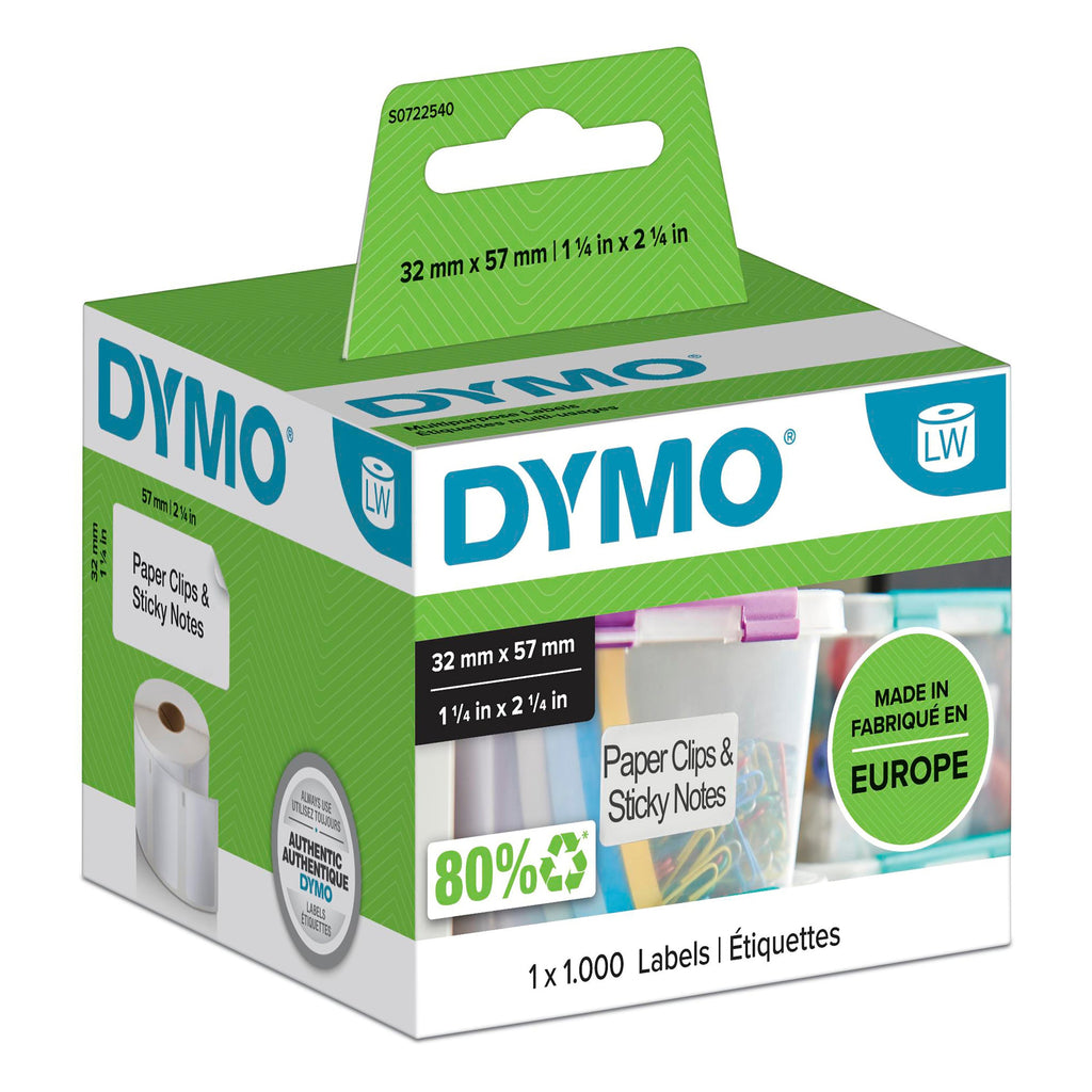 Dymo LabelWriter Multi Purpose Labels 57 x 32mm Single Roll 1000 Labels