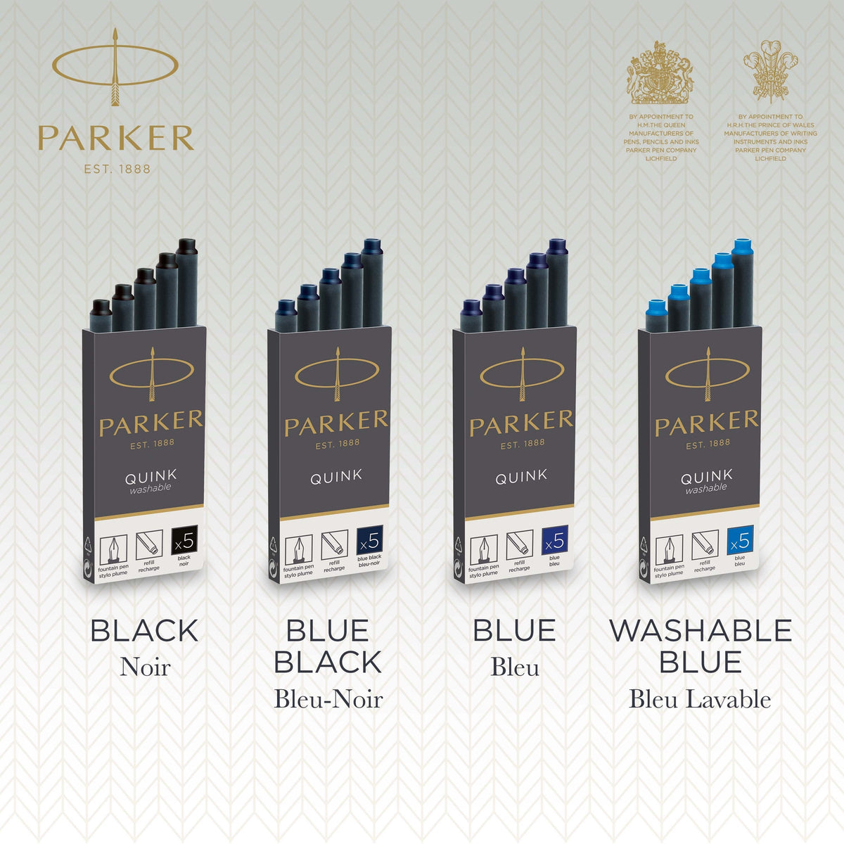 Parker Long Cartridge Blue Pack of 5