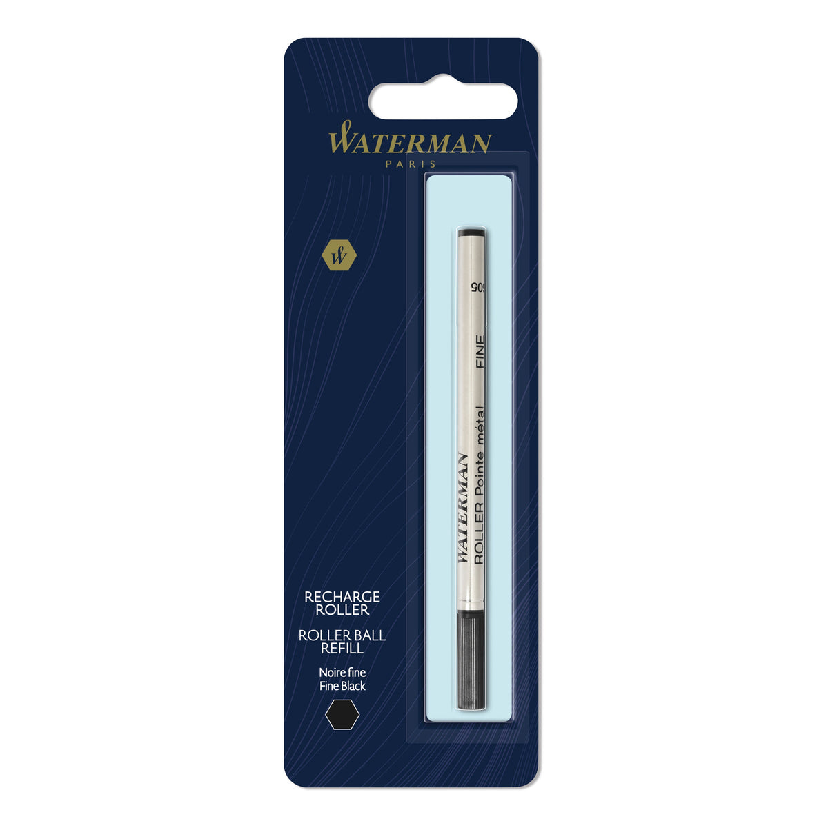 Waterman Rollerball Refill Black Fine 0.7mm in Blister Pack