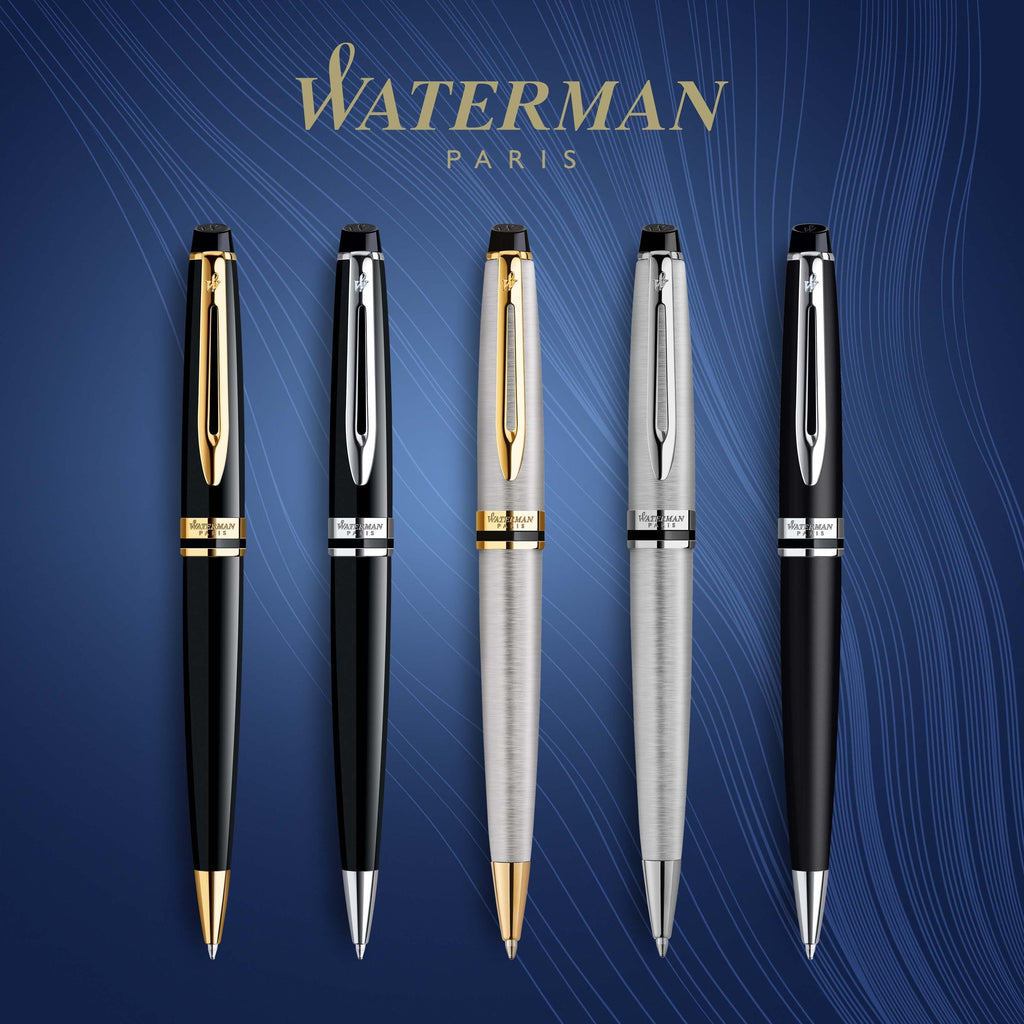 Waterman Expert Black Lacquer Chrome Trim Ballpoint Pen in Box