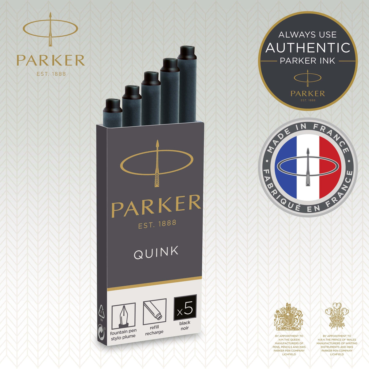 Parker Long Cartridge Black Pack of 5