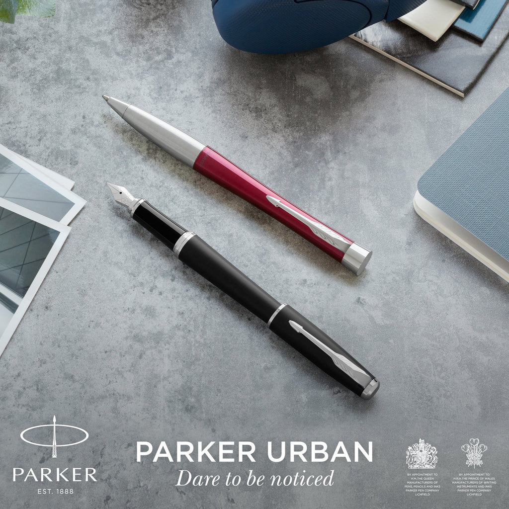 Parker Urban Twist Ballpoint Pen Muted Black Lacquer Chrome Trim Medium Tip