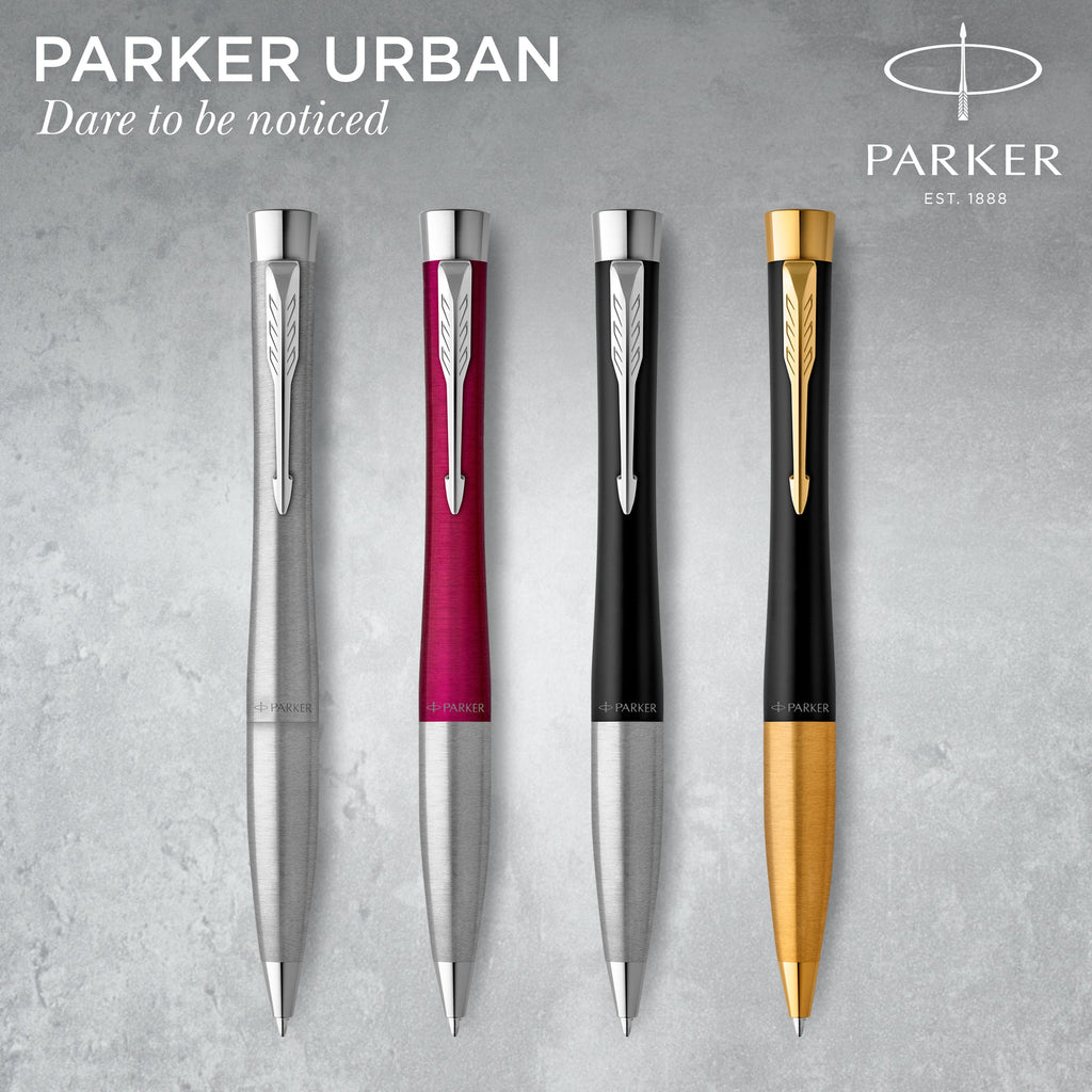 Parker Urban Twist Ballpoint Pen Muted Black Lacquer Chrome Trim Medium Tip