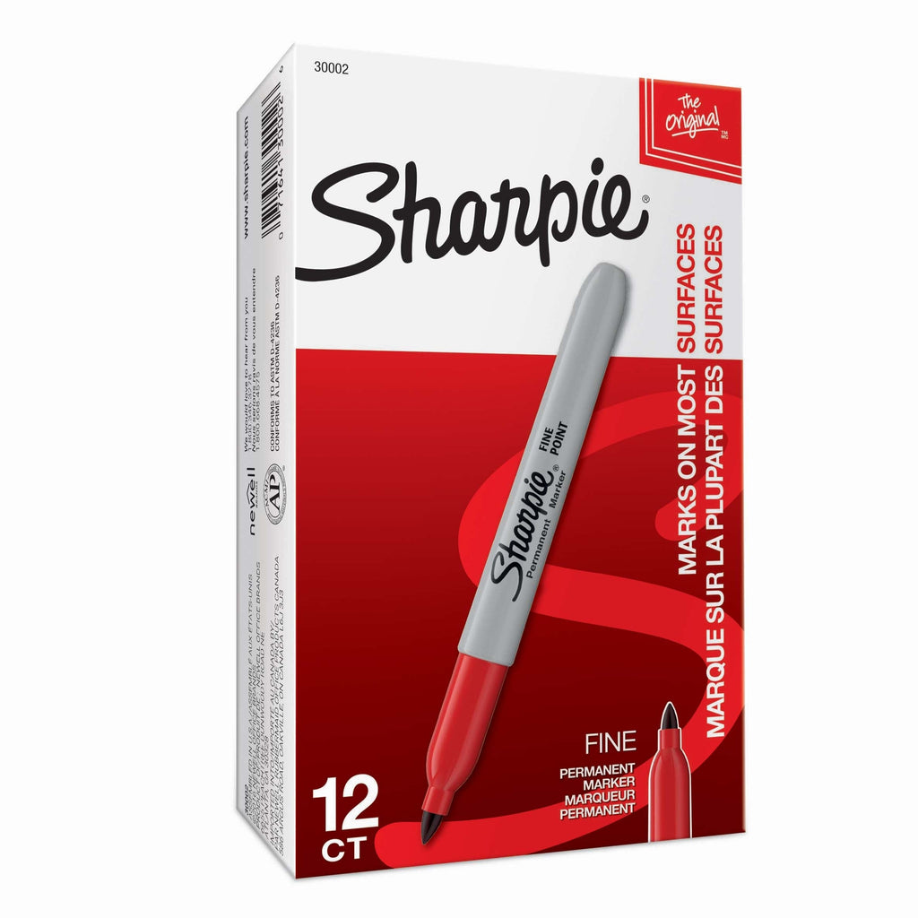 Sharpie Permanent Marker Fine Point Red Box of 12