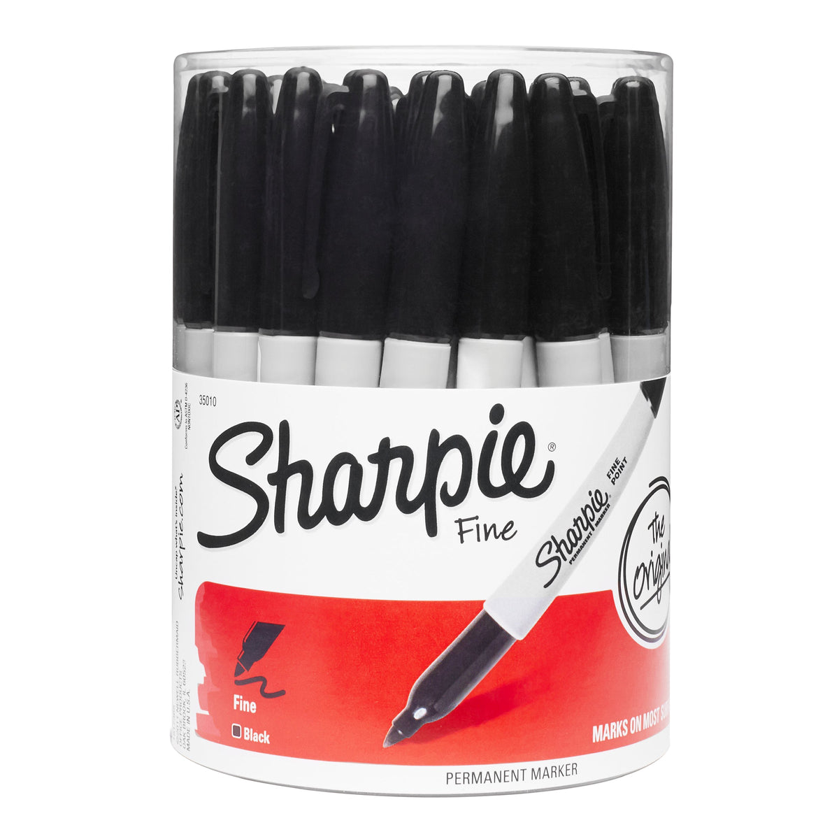 Sharpie Permanent Marker Fine Point Black Canister of 36