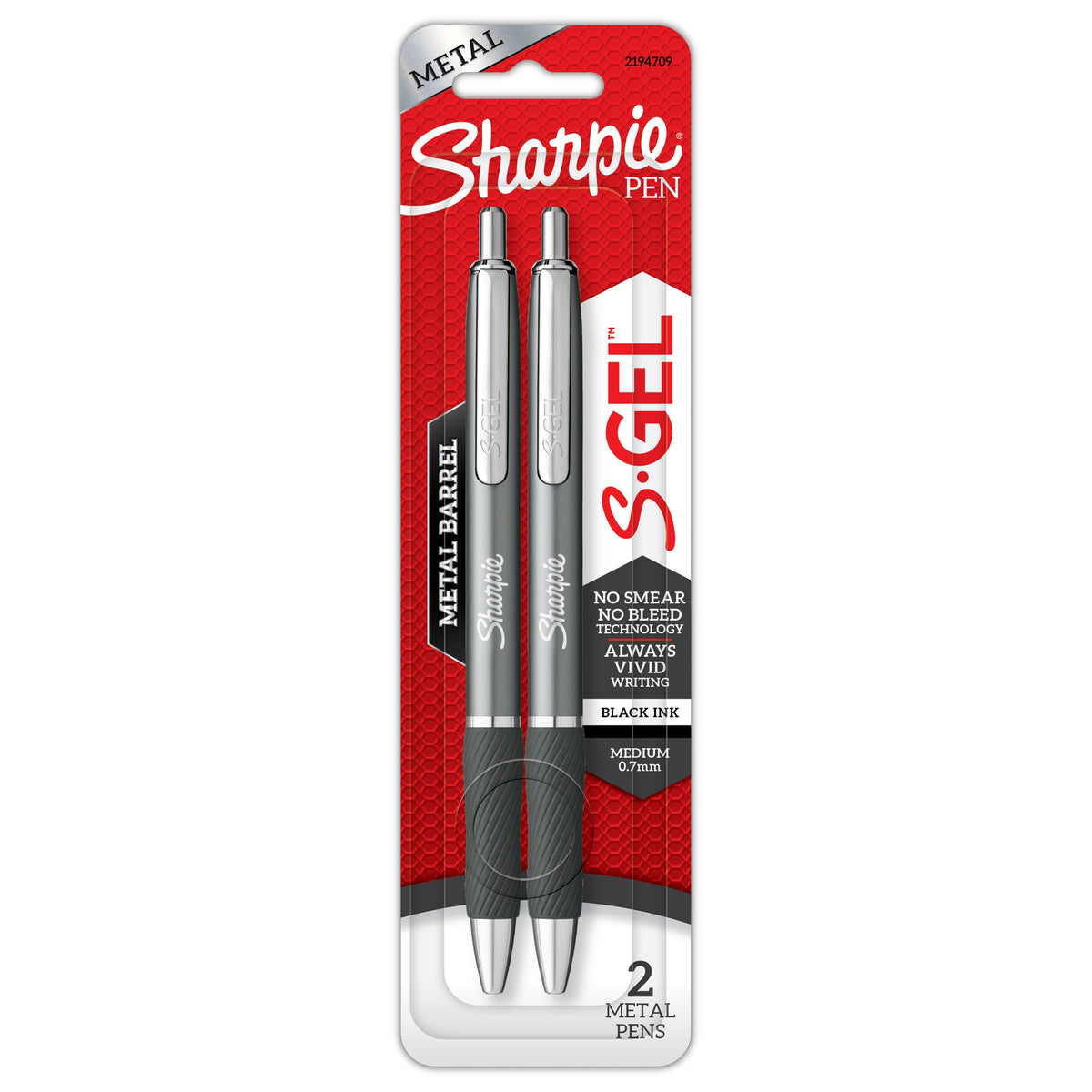 Sharpie S-Gel Retractable Pen Medium Point 0.7mm Gun Metal Grey Barrel Black Ink Pack 2 Box of 6