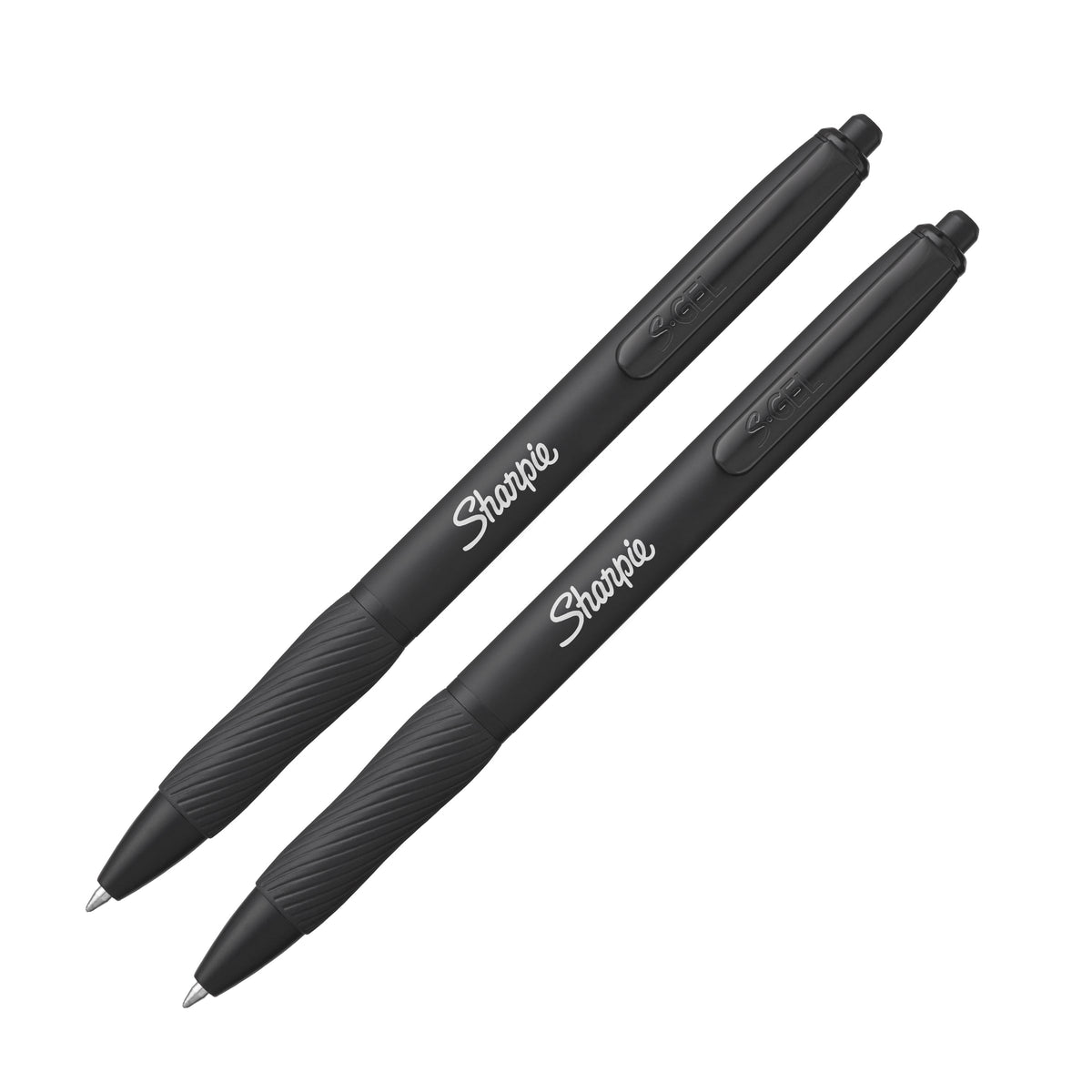 Sharpie S-Gel Retractable Pen Medium Point 0.7mm Black Metal Grey Barrel Black Ink Pack 2 Box of 7