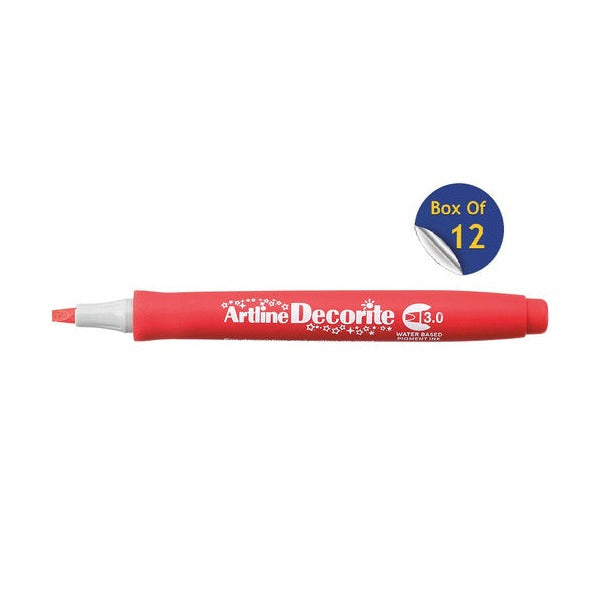 Artline Decorite Marker 3.0mm Red Box of 12