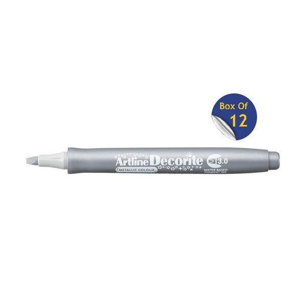 Artline Decorite Marker 3.0mm Metallic Silver Box of 12