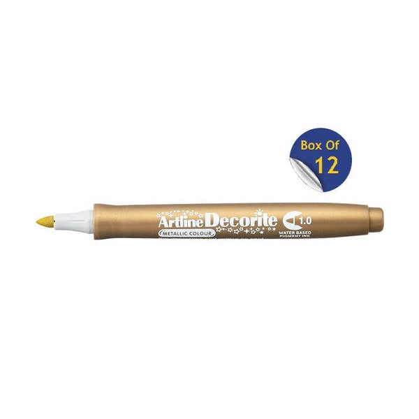 Artline Decorite Marker 1.0mm Metallic Gold Box of 12
