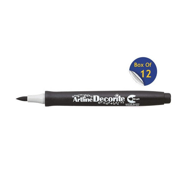 Artline Decorite Marker Brush Black Box of 12