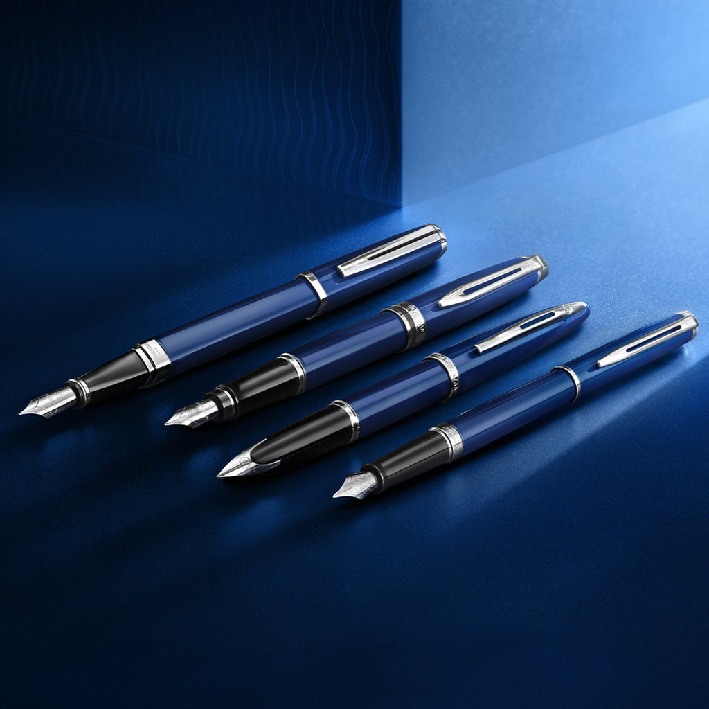 Waterman Expert Blue Lacquer Chrome Trim Ballpoint Medium Tip