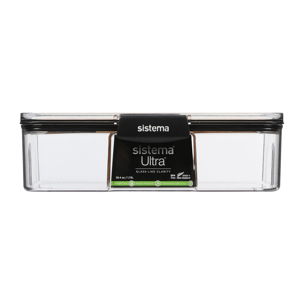 Sistema Ultra Clear Plastic Container Rectangle 1.73L Black