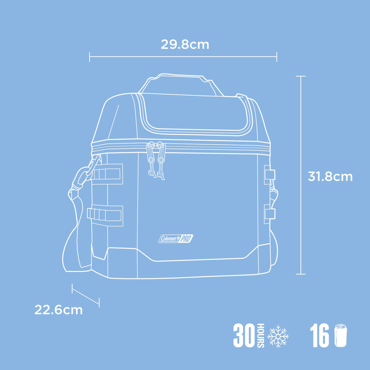 Coleman Pro 16 Can Soft Cooler Bag Sky Blue
