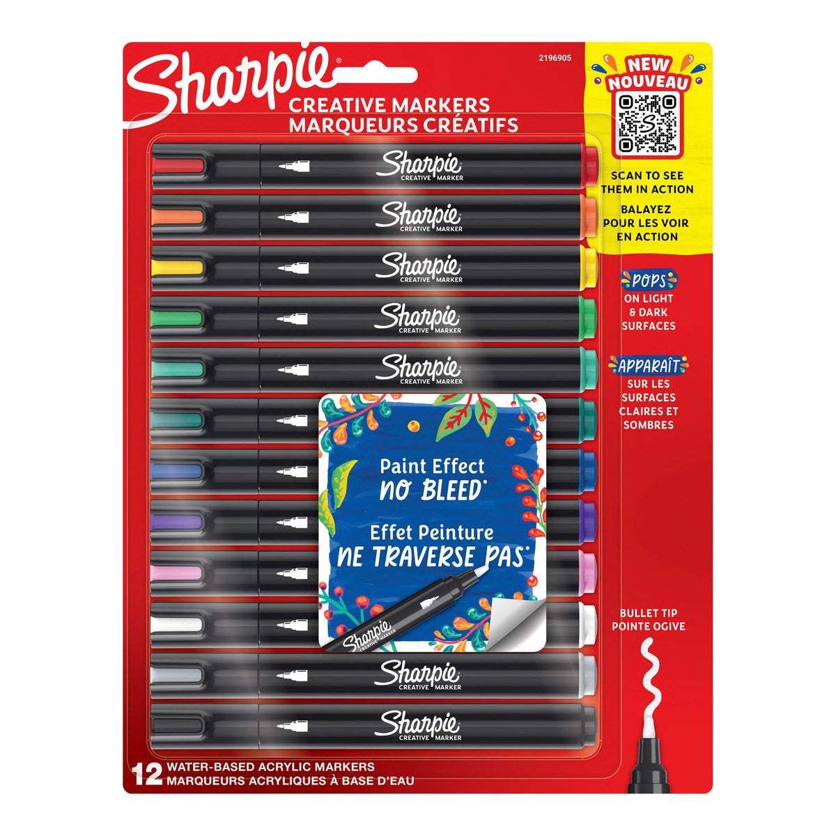 Sharpie Creative Marker Acrylic Water-Based Bullet Tip Assorted Pack of 12