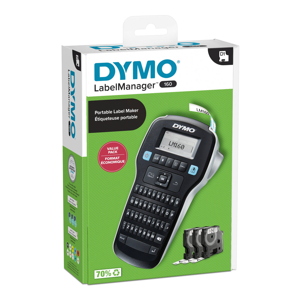 Dymo LabelManager 160 Handheld Labeller Value Pack with D1 Tapes