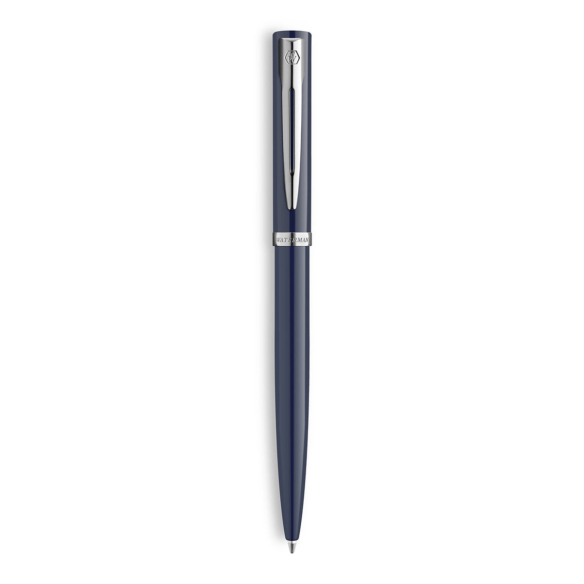 Waterman Impression Ballpoint Pen Blue with Chrome Trim Medium Tip Blue Ink Gift Box