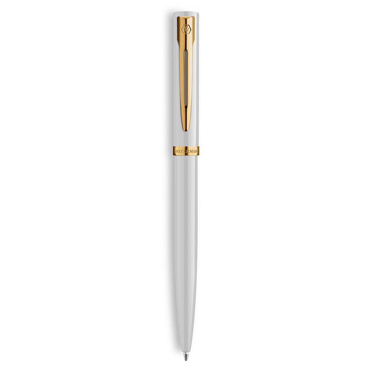 Waterman Impression Ballpoint Pen White with Gold Trim Medium Tip Blue Ink Gift Box