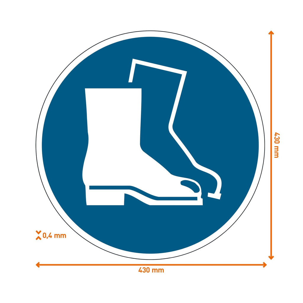 Dimension drawing of the Durable use foot protection floor sign, 430 mm round