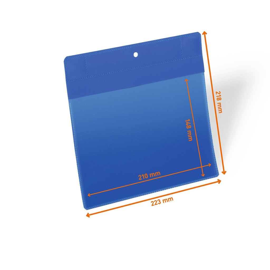 Durable 174607 A5 landscape magnetic sleeve with flap, drawing marked 210 x 148 mm insert and 223 x 218 mm outer size