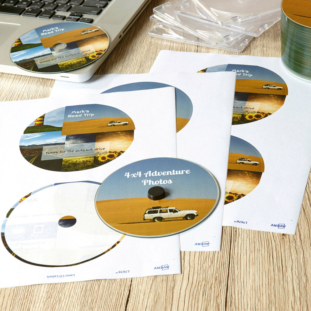 Avery White Full Face CD Labels L7676 50 Pack 117mm Diameter 2UP