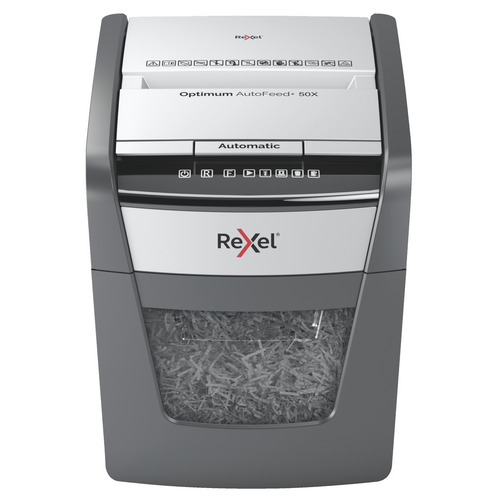 Rexel Optimum AutoFeed+ 50X Cross Cut Paper Shredder Black