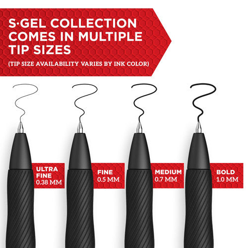 Sharpie S-Gel Retractable Pen Medium Point 0.7mm Black Pack of 8