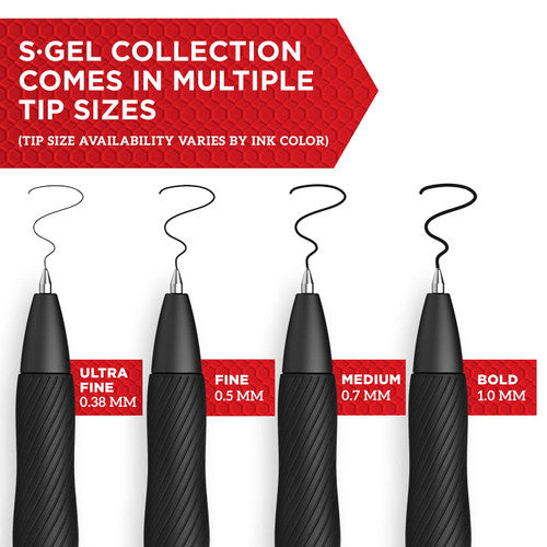 Sharpie S-Gel Retractable Pen Medium Point 0.7mm Black Box of 12