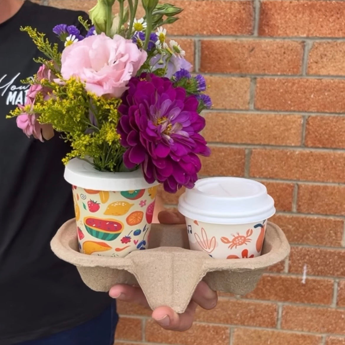 Creative Cafe Co 2-Cup Kraft Paper Pulp Takeaway Cup Tray - Carton 200