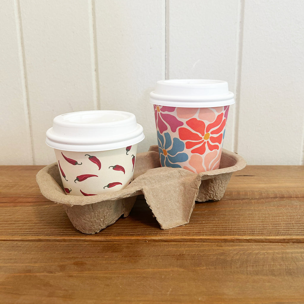 Creative Cafe Co 2-Cup Kraft Paper Pulp Takeaway Cup Tray - Carton 200