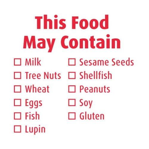 Avery This Food May Contain Allergy Advisory Labels 40 x 40mm, 500 Per Roll