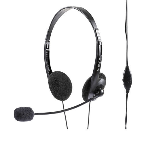 Kensington Lightweight Headphone with Mic and Volume Black
