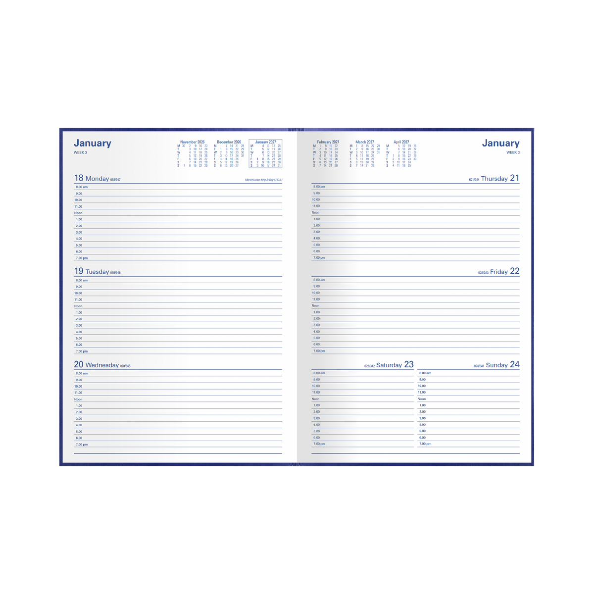 Collins Kingsgrove Diary 2027 A4 Week to a View Blue