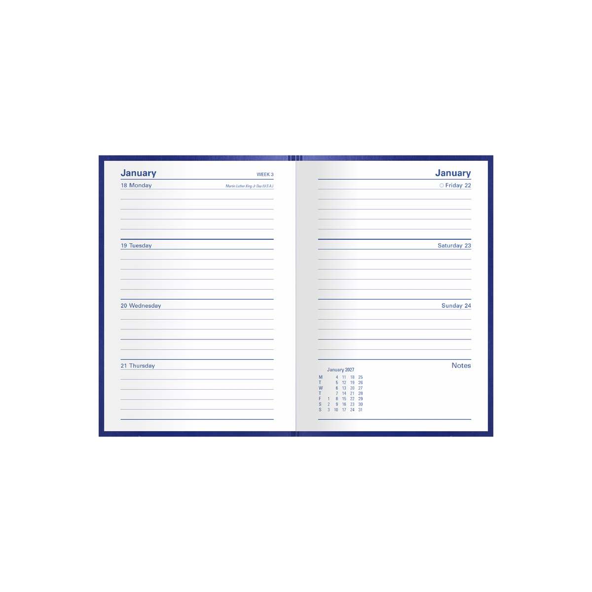 Collins Kingsgrove Diary 2027 A6 Week to a View Blue