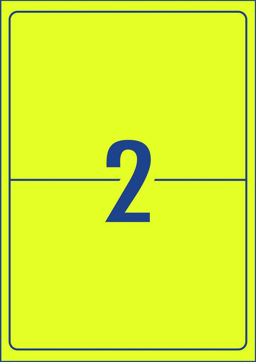 Avery Fluoro Yellow Labels L7168FY 199.6 x 143.5mm 2UP 50 Labels