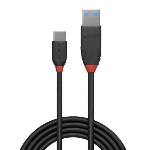 Lindy 1m USB 3.2 Type A to C Cable 10Gbps Black Line