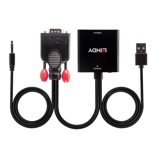 Lindy VGA and Audio to HDMI Converter Black