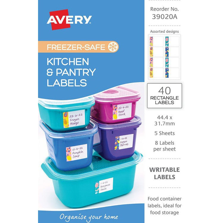 Avery Kitchen and Pantry Labels Fruit Design 44.4 x 31.7mm Rectangle Removable 40 Pack