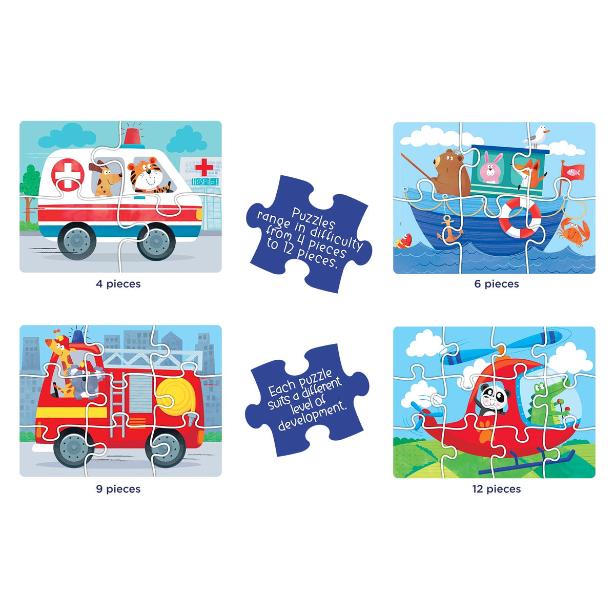 4-in-1 Puzzle Set: Things That Go