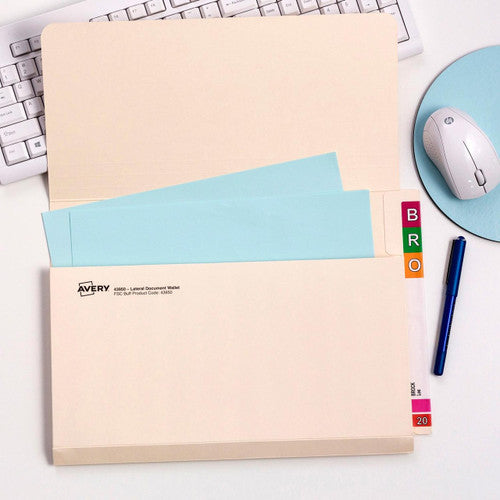 Avery Buff Document Wallet 242 x 367mm Foolscap 20 Pack