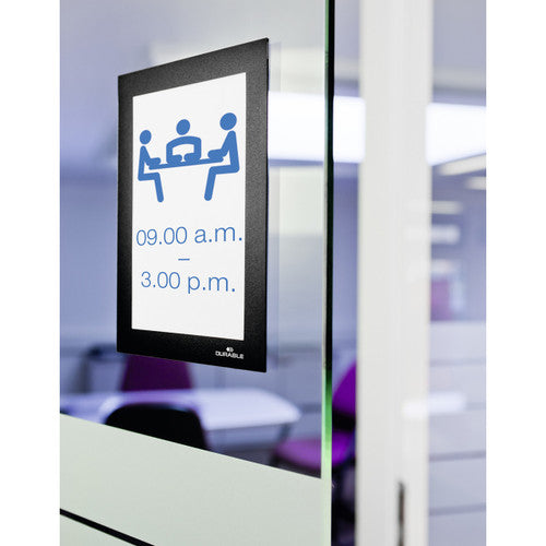 Durable Duraframe A6 Sign Holder Adhesive Back Black Pack 2