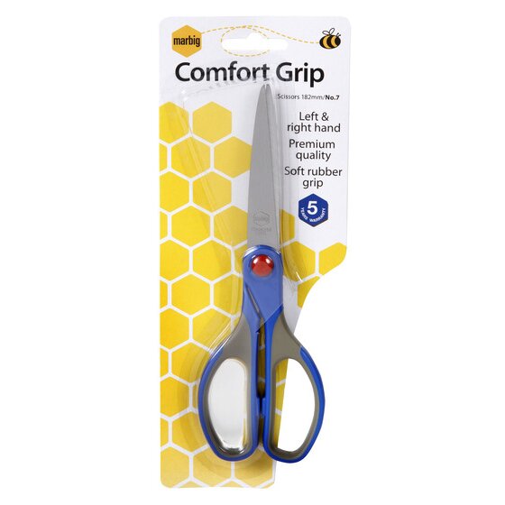 Marbig Comfort Grip Scissors 182mm Left and Right Hand Blue Grey